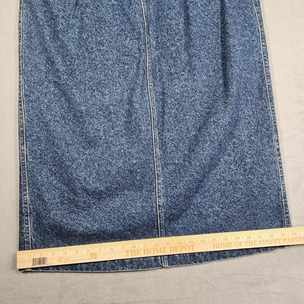 Vintage Lee Denim Skirt Womens Sz 16 Blue 80s Union Made Pleated Modest Prairie